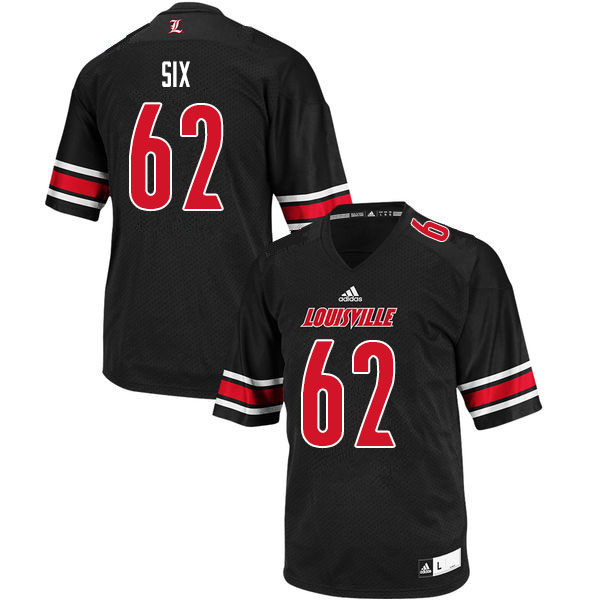 Men #62 Clayton Six Louisville Cardinals College Football Jerseys Sale-Black